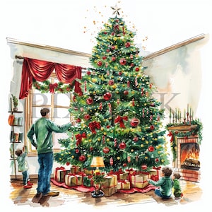 Kersttijd familie clipart | 10 JPG's en PNG's van hoge kwaliteit | Digitale download | Vakantie familieportret | Feestelijk woondecoratie