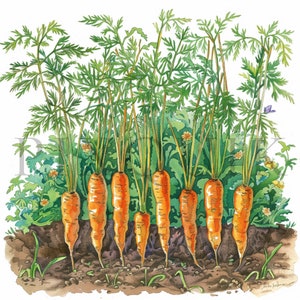 Clipart carotte aquarelle | 10 fichiers JPG de haute qualité | Téléchargement numérique | Carotte aquarelle | Clipart de légumes | Clipart végétarien | Vecteur de carotte