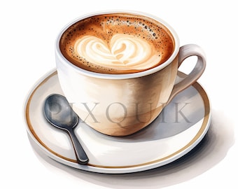 Coffee Cup Clipart | Latte Art JPGs (Digital Download)
