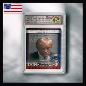 Carta collezionabile "Never Surrender" del presidente Donald Trump | Icona Foto segnaletica 2023