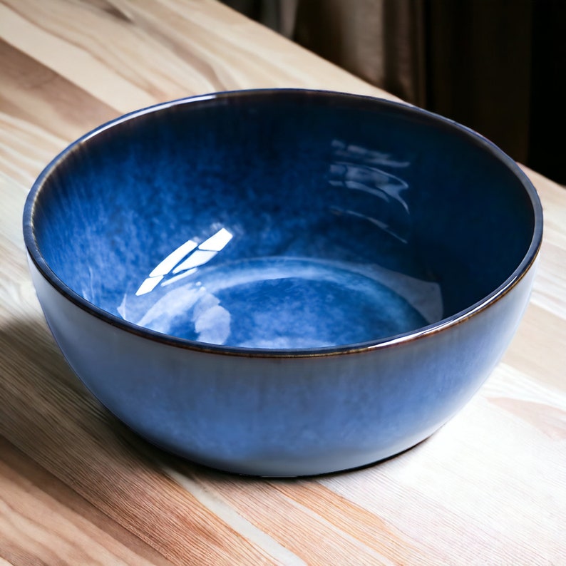 Large Ceramic Soup Bowl Large Blue Salad Bowl Noodle Bowl Ramen Bowl