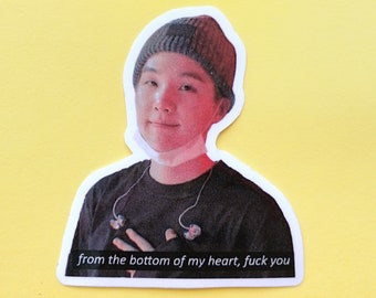 AgustD Funny Meme Sticker | Yoongi Suga Agust D of BTS in Beanie fck you sincerely DDay Vinyl Coated Stickers