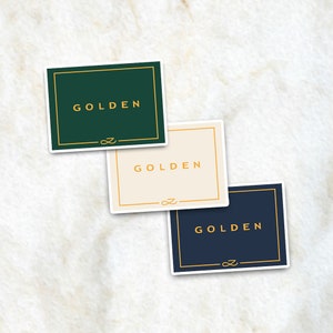 Laatste! Logo gouden albumsticker | Jeon Jung kook vinylstickers Bangtan Golden Seven 3D JK Maknae groen blauw rechthoekig minimaal jk