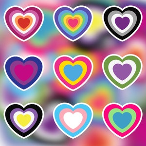 Adesivo de coração ORGULHO LGBT | assexual não binário genderqueer transgênero autocolante gay LGBTQ lésbica bissexual pansexual polissexual