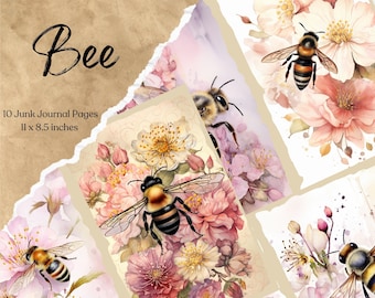Honey Bee Printable Page Bundle | Junk Journal Kit | Digital Download | Craft Kit | Scrapbook Paper | Beekeeper Papers | Journal Pages