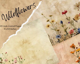 Floral Border Junk Journal Pages, Digital Scrapbook Paper Kit, Pastel ...