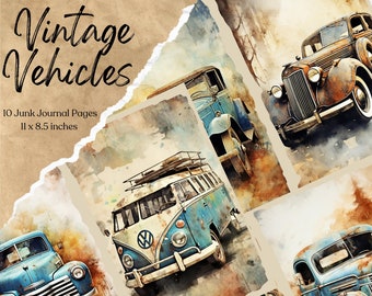 Vintage Vehicle Junk Journal Pages | Digital Scrapbook Paper | Automotive Printable | Collage Sheet | Travel Ephemera | Victorian Background