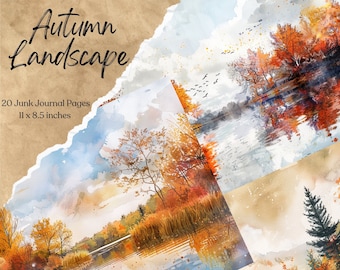 Cozy Autumn Junk Journal Kit | Fall Junk Journal Pages | Autumn Scene Junk Journal Printable Paper | Digital Collage Sheet | Paper Craft