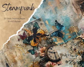 Steampunk Junk Journal Industrial Pages Victorian Printable Vintage Paper Craft Paper for Journal Scrapbook Paper Digital Download Journal