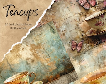 Vintage Tea Junk Journal Printable Pages Afternoon Tea Junk Journal Kit Junk Journal Paper Vintage Ephemera Shabby Chic Scrapbook Supplies