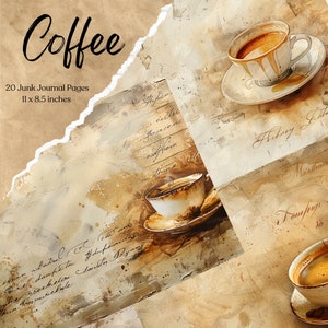 Vintage Kaffee Junk Journal Seiten Bündel | Schokolade | Getränk Printable | Digitales Scrapbooking Seiten | Vintage Junk Journal | Kaffee Ephemera