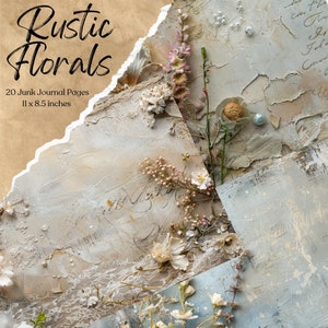 Rustieke Floral Junk Journal Page Flower Junk Journal Afdrukbare Floral Junk Journal Papier Digitaal collageblad Papier Ambachtelijke Textuur Achtergrond