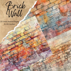 Backsteinmauer-Bastelpapier Junk-Journal-Papiere | Vintage dekorative druckbare Seiten | Scrapbook-Zubehör | Digitaler Download | Musterhintergrund