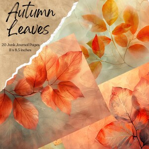 Autumn Junk Journal Pages Digital Fall Scrapbook Paper Printable Autumn Leaves Collage Sheet Fall Leaf Junk Journal Kit Autumn Ephemera