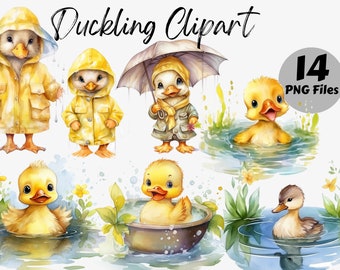 Watercolor Duckling Clipart Bundle | Duckling PNG | Duckling Digital Images | Digital File | Nursery Graphics | Commercial Use | Sublimation