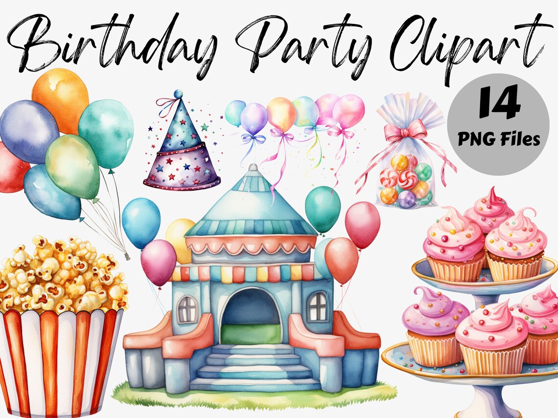 Birthday Party Clipart | Party PNG Bundle | Images for Scrapbook ...