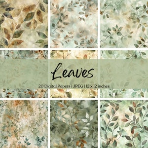 Feuilles papier imprimable numérique sans couture shabby chic en téléchargement numérique aquarelle fleur Scrapbook feuille fanée indésirable journal éphémères JPG