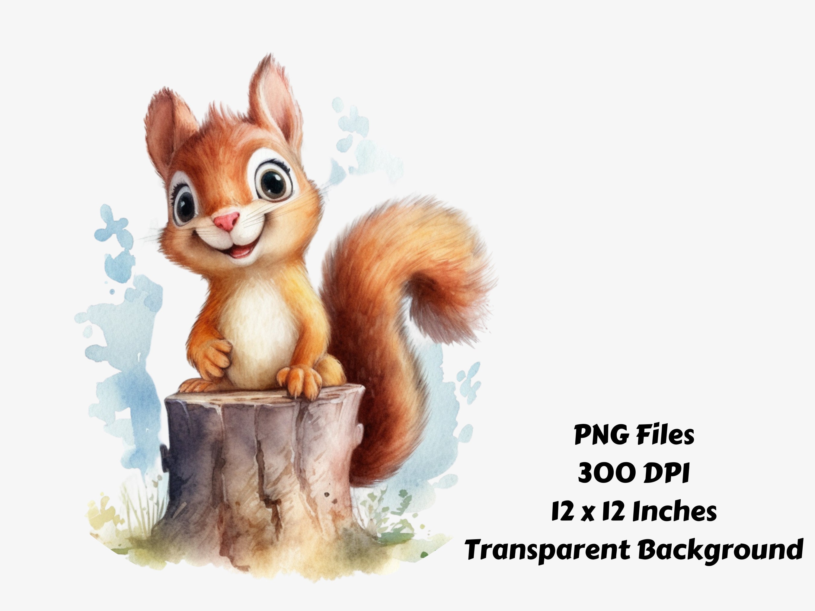 Watercolor Squirrel Clipart Bundle Squirrel PNG Baby Shower Graphics ...