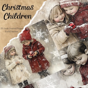Weihnachten Kinder Junk Journal Kit Weihnachten Junk Journal Seite Weihnachten Journal Druckbare Papier Digitale Collage Blatt Festliche Scrapbook Versorgung