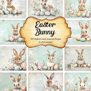 Bunny Junk Journal Page Bundle Rabbit Junk Journal Easter Junk Journal Pages Rabbit Ephemera Animal Printable Scrapbook Supplies Download