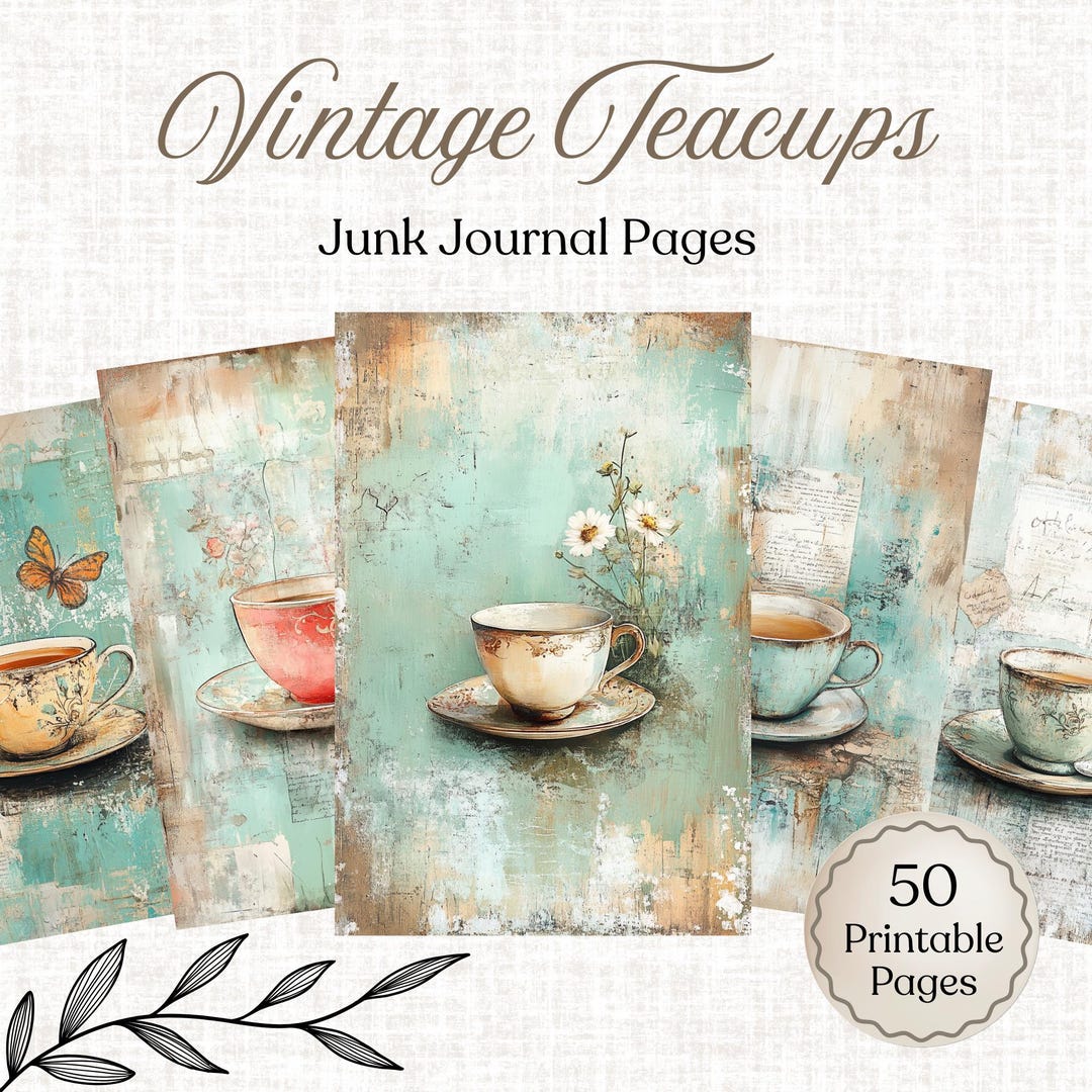 Vintage Tea Junk Journal Printable Pages Afternoon Tea Junk Journal Kit ...
