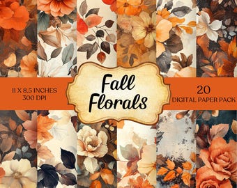 Autumn Floral Junk Journal Pages Digital Fall Scrapbook Paper Printable Autumn Flower Collage Sheet Fall Junk Journal Kit Autumn Ephemera