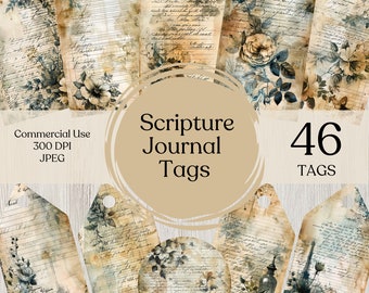 Vintage Script Junk Journal Tag Kit Script Printable Tag Vintage Paper Craft Paper for Journal Scrapbook Paper Digital Journal Ephemera Tag