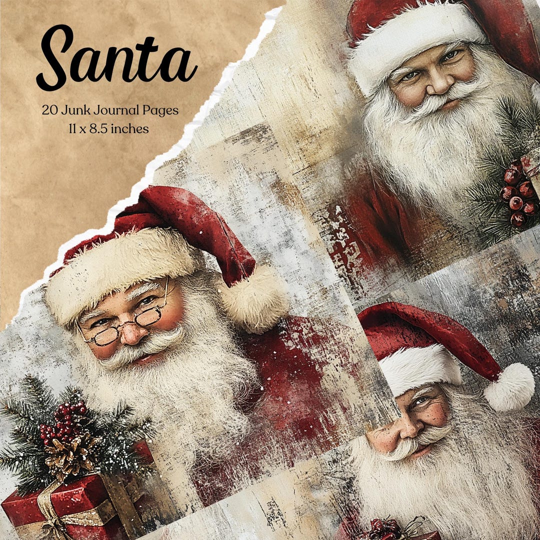 Santa Junk Journal Page Christmas Junk Journal Printable Paper Digital ...