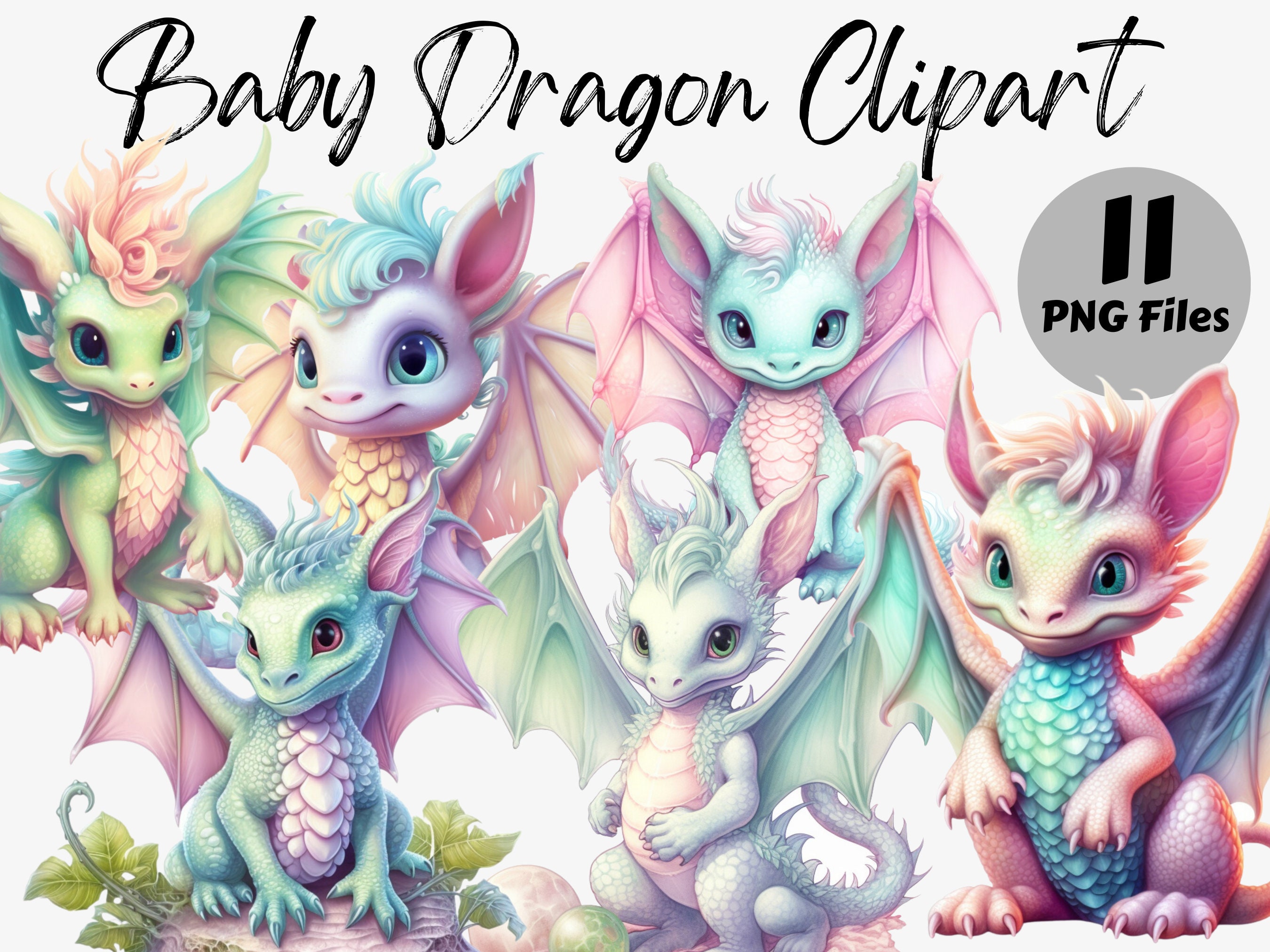 Pastel Baby Dragon PNG Clipart | Baby Dragon Sublimation | Fantasy ...