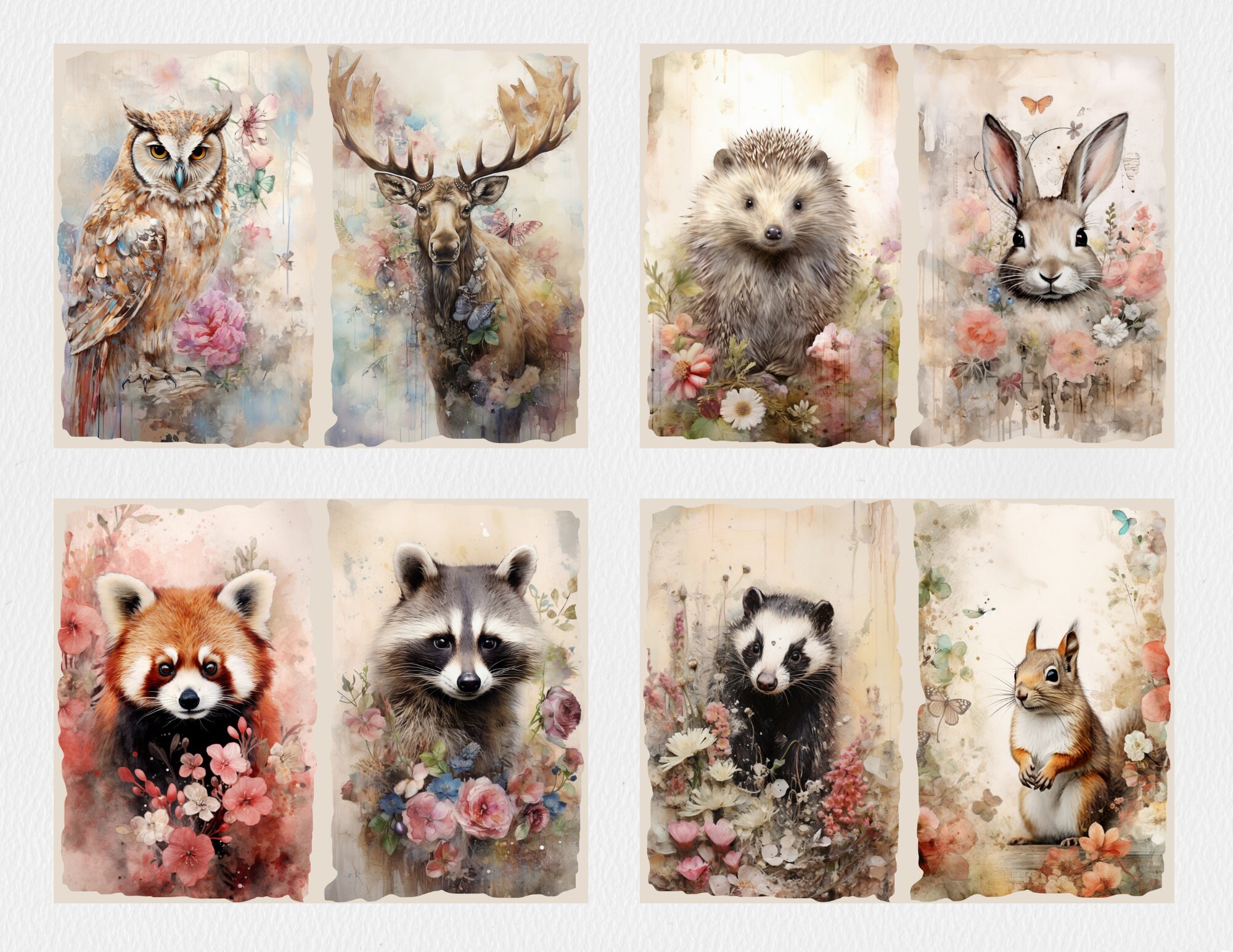 Woodland Animals Junk Journal Pages | Scrapbook Paper Kit | Forest ...