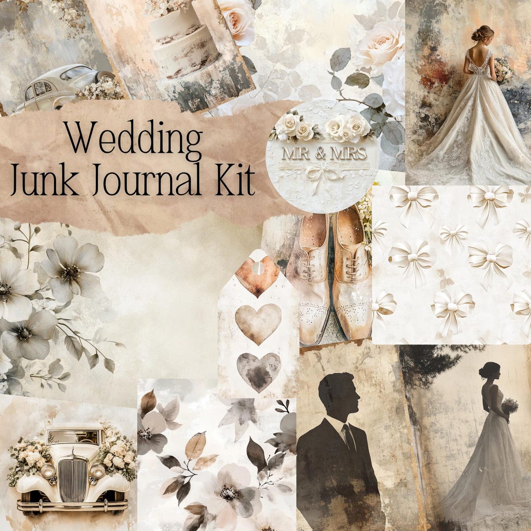 ジャンクジャーナル　marriage Wedding Junk Journal Kit Marriage Junk Journal Page Bride Journal