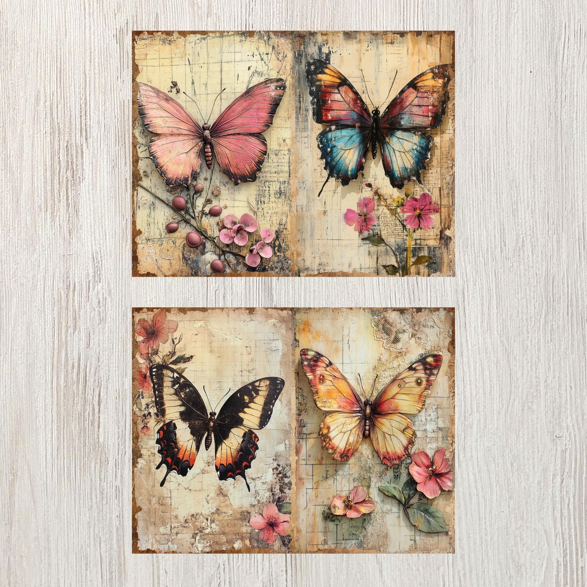Butterfly Junk Journal Printable Page Flower Scrapbook Paper Kit ...