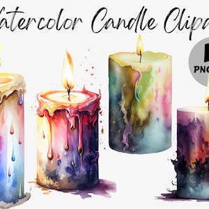 Aquarell Kerzen Clipart Bundle | Kerze Digitale Bilder | Kerzengrafik | Aquarell Kerze PNG | Kommerzielle Nutzung | Digitaler Download