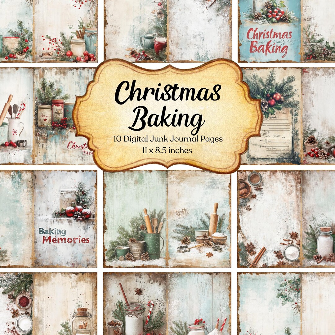 Christmas Baking Junk Journal Pages Digital Christmas Scrapbook Paper ...