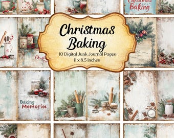 Christmas Baking Junk Journal Pages Digital Christmas Scrapbook Paper Printable Cooking Collage Celebration Junk Journal Festive Ephemera