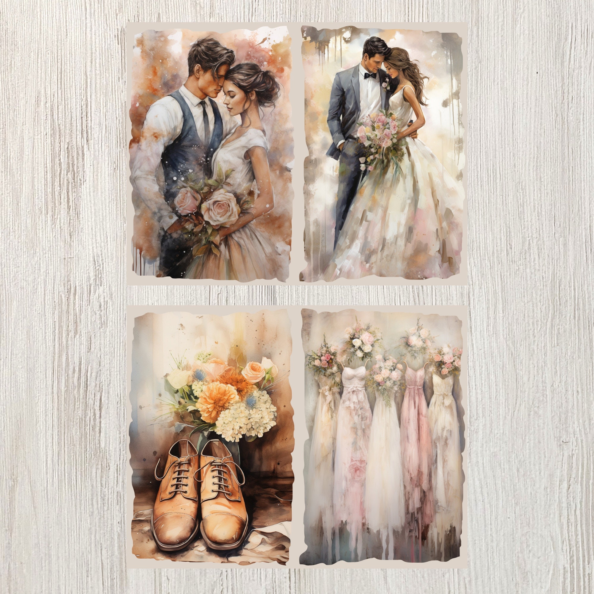 Vintage Wedding Junk Journal Pages | Digital Scrapbook Paper Kit ...