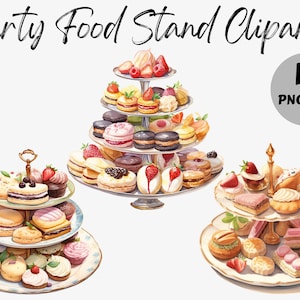 Birthday Party Food Clipart | Party Clipart | Happy Birthday PNG | Balloons clipart | Birthday party | Watercolor clipart | Commercial Use