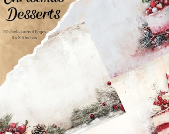 Christmas Desserts Junk Journal Pages Digital Christmas Scrapbook Paper Printable Cooking Collage Celebration Junk Journal Festive Ephemera