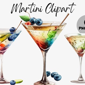 Watercolor Martini Clipart Bundle | Martini Digital Images | Watercolor Martini Graphics | Martini PNG | Commercial Use | Digital Download