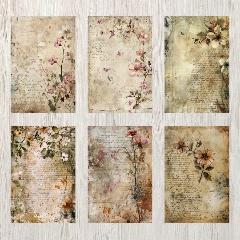 Utskrivbara sidor med skräpjournal i bibelstil | Vintagekort | Digitalt collageark | Skräpjournalkit | Viktoriansk scrapbooking, efemera-kalligrafi bild 4