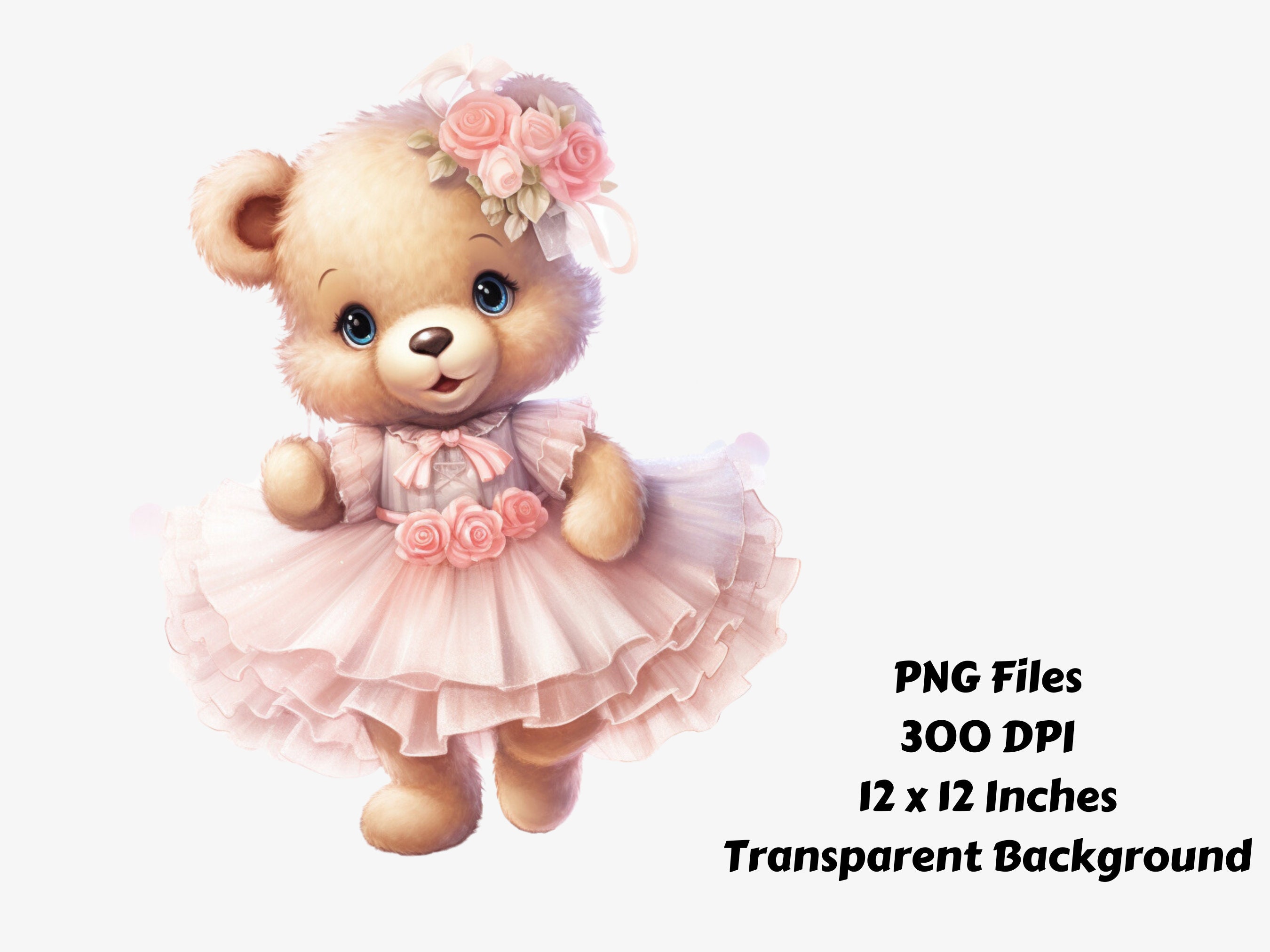 Watercolor Ballerina Teddy Bear PNG Clipart Bundle | Teddy Bear ...