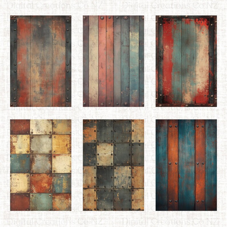 Grunge Metal Junk Journal Pages, Industrial Rust Printable Paper Pack ...