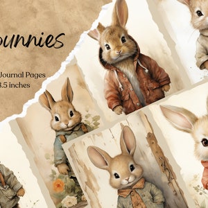 Bunny Junk Journal Seitenpaket | Kaninchen Junk Journal | Junk-Journal-Seiten | Kaninchen Ephemera | Tier druckbare | Scrapbook-Versorgung | Herunterladen