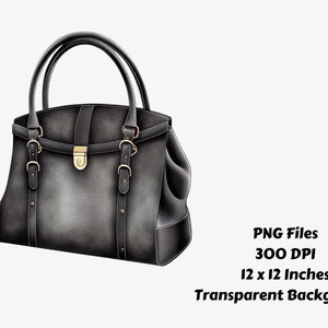 May include: A black leather handbag with gold hardware and a top flap closure. The bag has a structured shape and a slightly rounded bottom.
