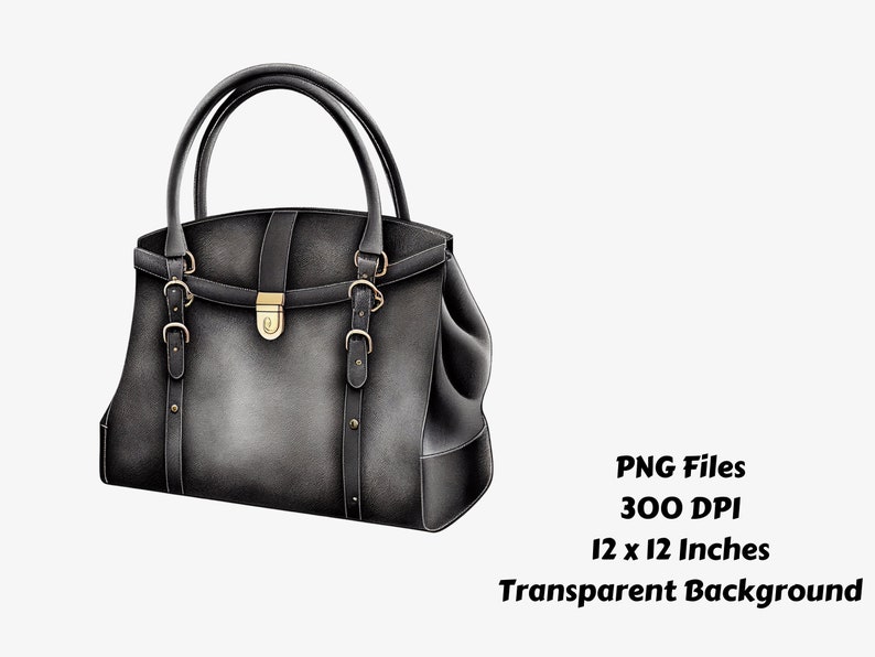 May include: A black leather handbag with gold hardware and a top flap closure. The bag has a structured shape and a slightly rounded bottom.