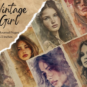 Vintage Boho Girl Junk Journal-pagina's | Victoriaans | Romantische dagboekpagina's | Schattig retro meisje ephemera | Afdrukbare scrapbooking | Downloaden