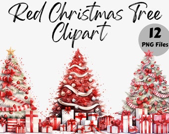 Acuarela árbol de Navidad PNG Clipart Bundle / Sublimación de árbol de Navidad / Uso comercial / Feliz Navidad / Árbol de Navidad PNG / Navidad PNG