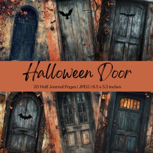Halloween Junk Journal Page Digital Scrapbook Paper Kit Spooky Printable Gothic Vintage Ephemera Halloween Door Collage Grimoire BOS Fantasy
