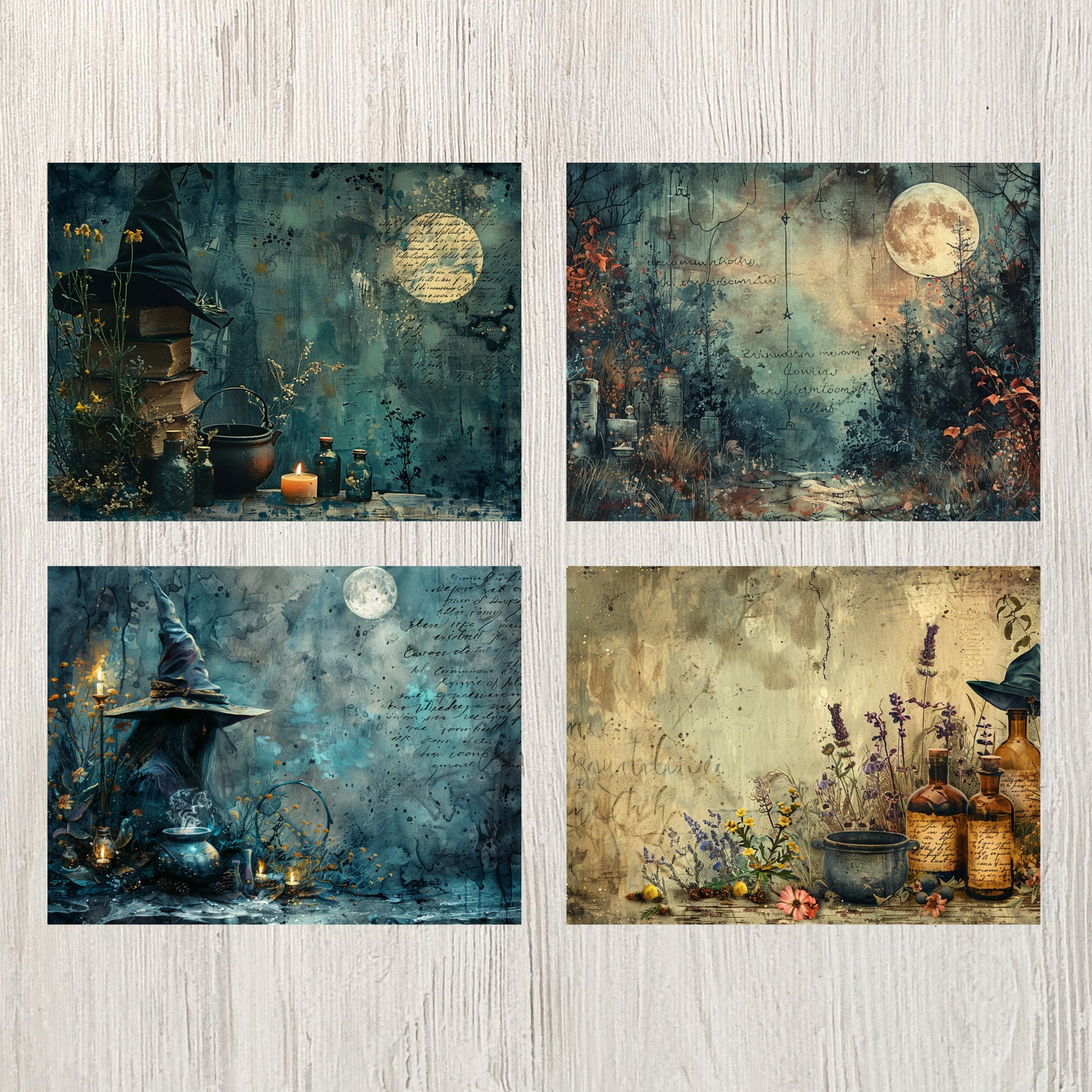 Witchcraft Junk Journal Pages Digital Scrapbook Paper Kit Printable ...