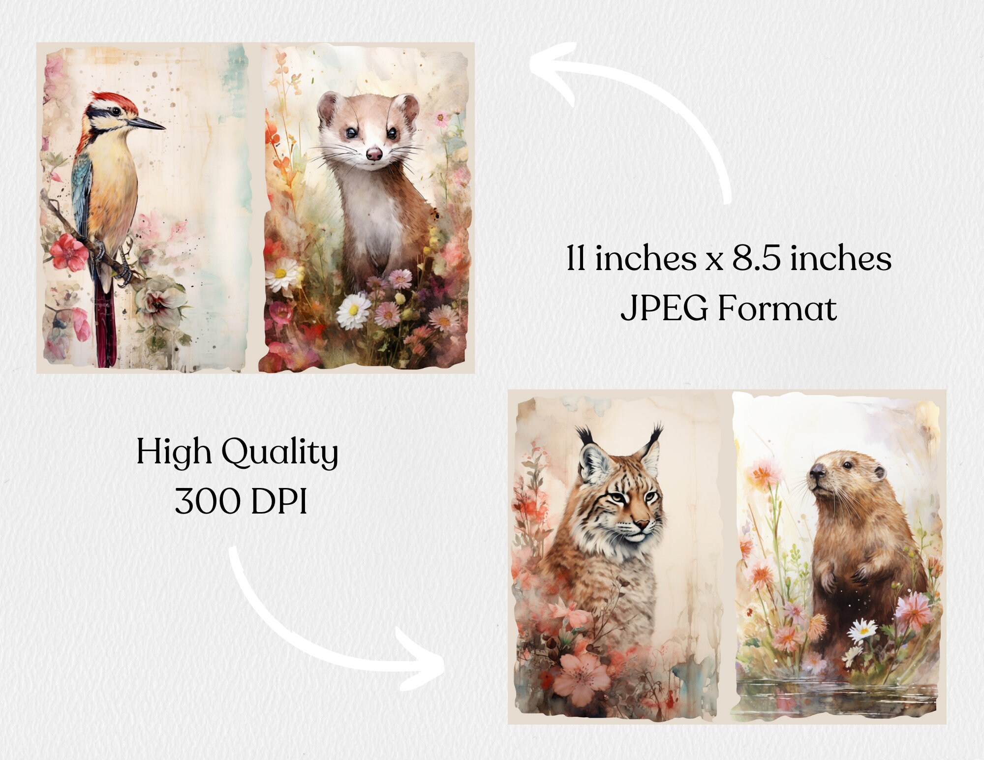 Woodland Animals Junk Journal Pages | Scrapbook Paper Kit | Forest ...
